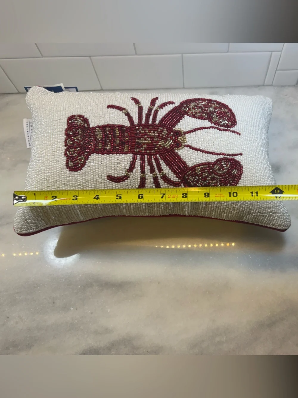 Set of 2 Coastal Collection Beaded Lobster Throw Pillows Nautical Beach Decor